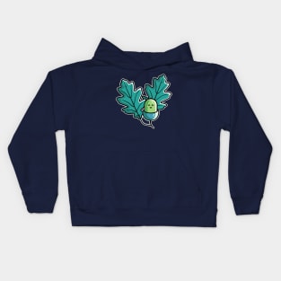 Kawaii Cute Acorn with Oak Leaves Kids Hoodie